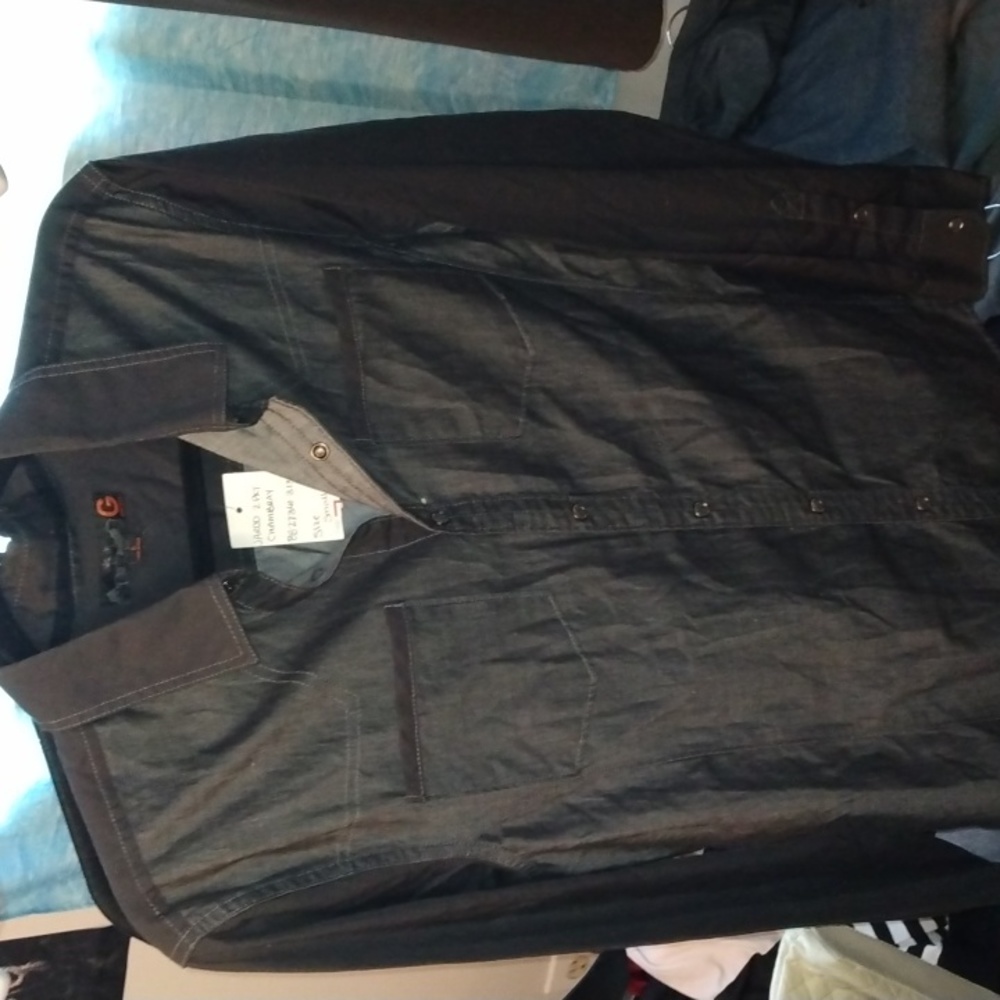 Men's Guess charcoal grey long sleeve dress shirt Sz small New